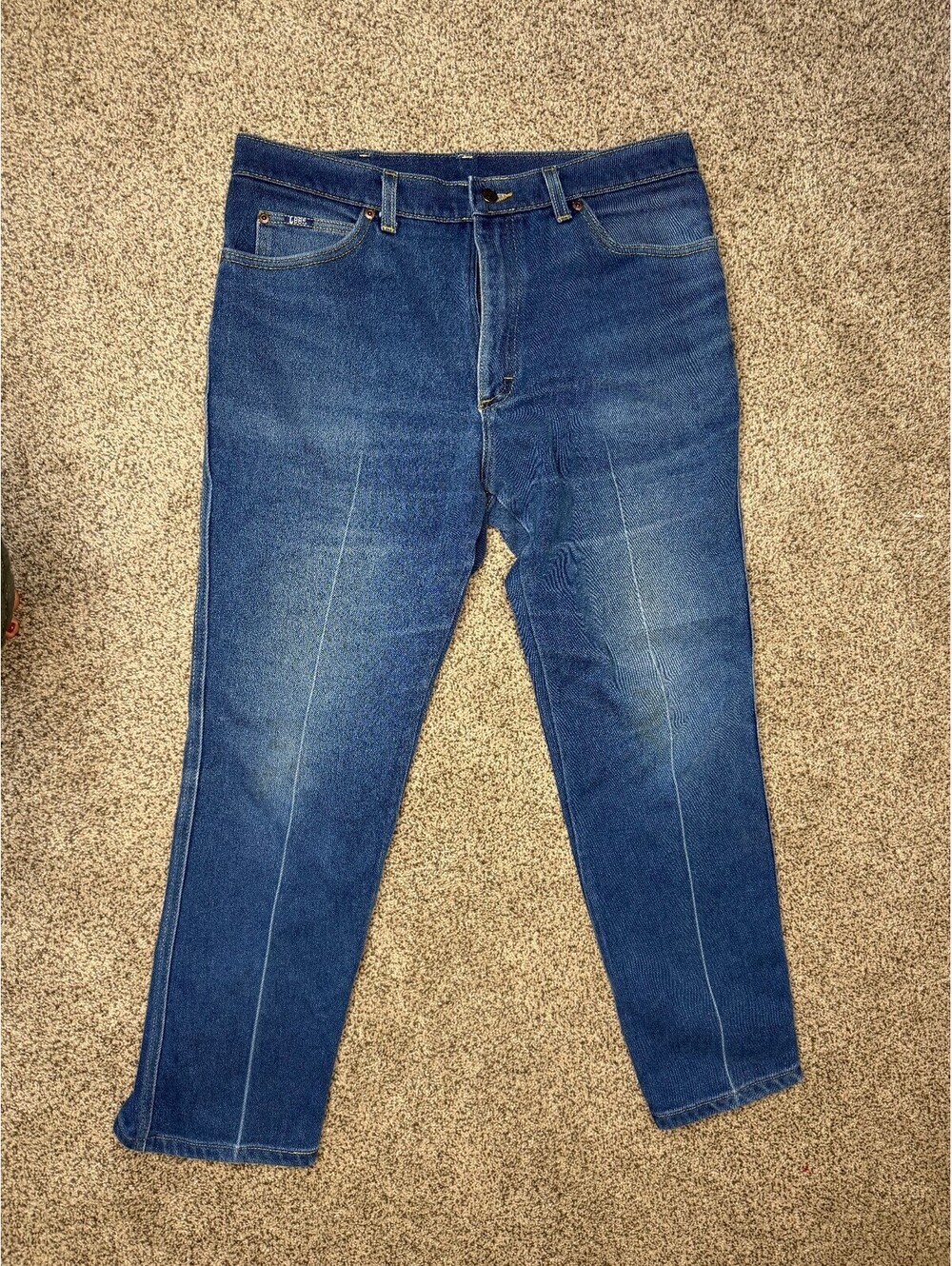 Vintage Lee Classic Blue Denim Jeans with Front Crease Detail